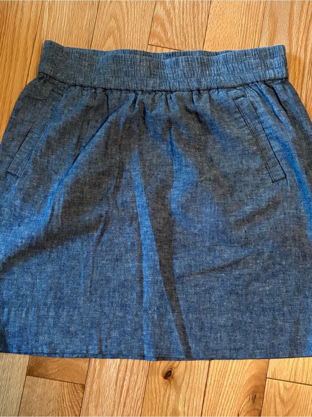 LOFT Denim-Look Chambray Mini Skirt in Blue